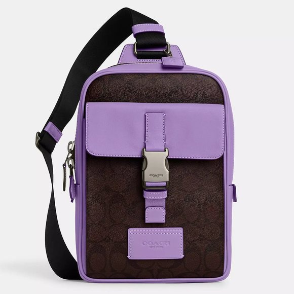 🥰 Coach Track Pack In Colorblock Signature Canvas - Picture 1 of 9